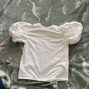 White shirt with ruffled short sleeves